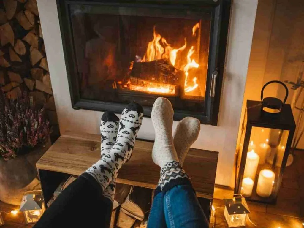 Cozy Fireplace in at home game room
