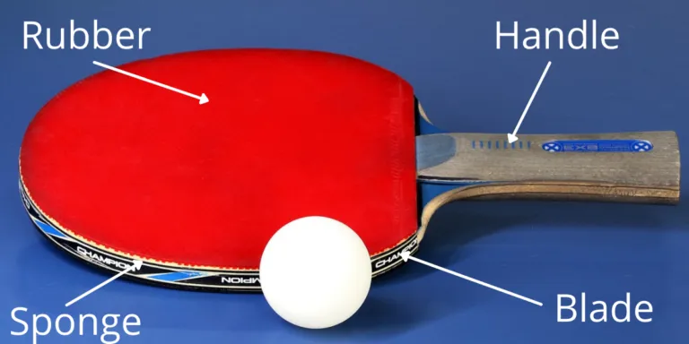 ping pong paddle and ball