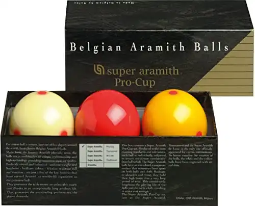 Aramith 61.5 mm Super Armith Pro Cup Carom/Carambole Billiard/Pool Balls, Complete 3 Ball Set