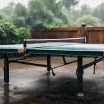 Ping pong table outside in rain