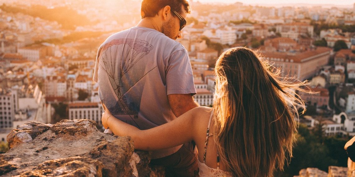 couple, viewpoint, city