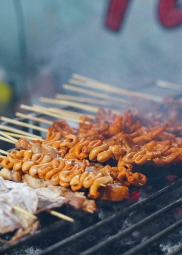 grilled meat on black grill