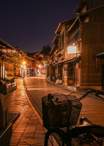 street, bicycle, night