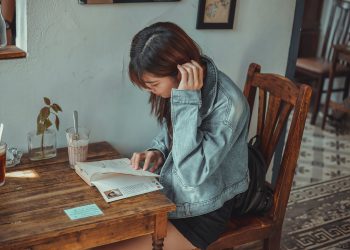cafe, girl, book